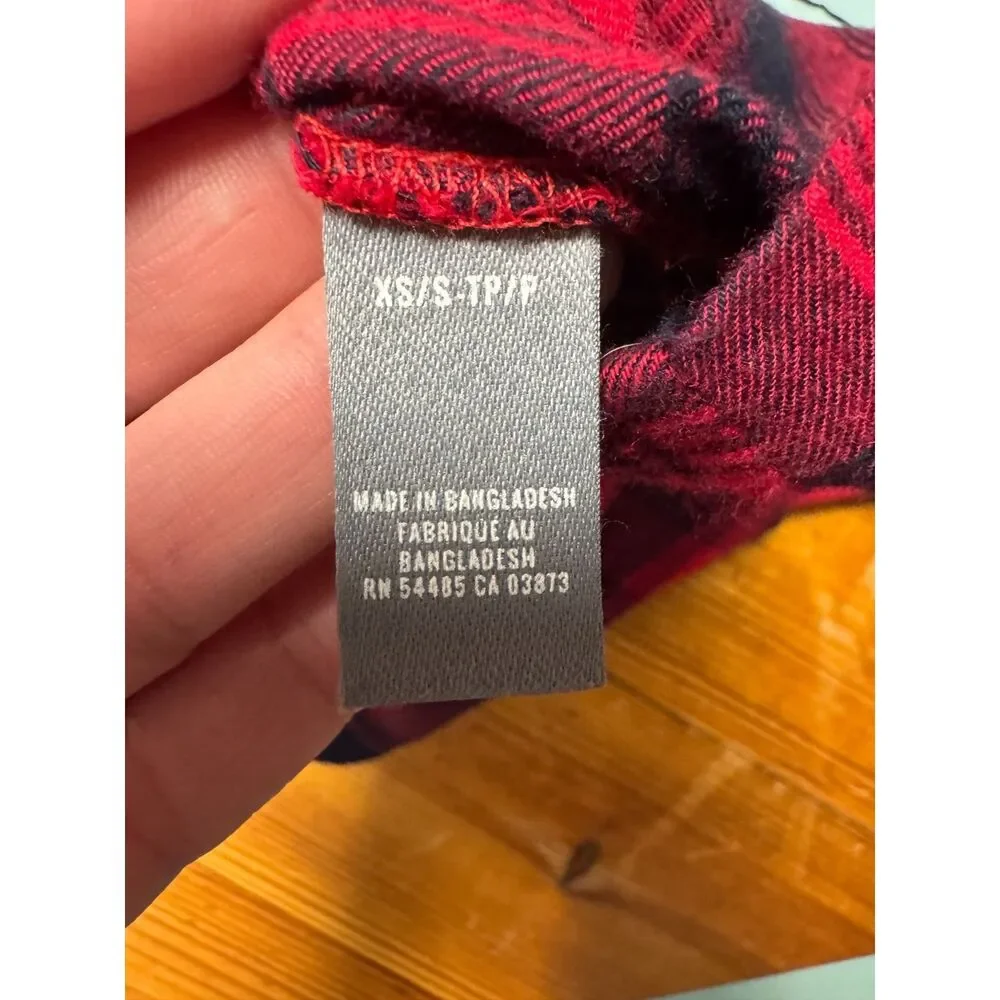 Aerie Plaid Flannel Wrap Robe Red Black Green Tartan Belted Lounge XS/S